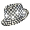 Light Up LED Flashing Fedora Hat with Checkered Sequins