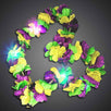 Tri Color Hawaiian Mardi Gras Flower Lei Flashing Necklace