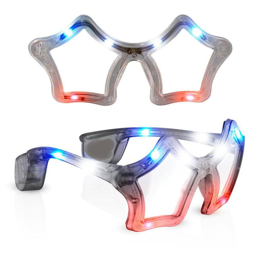 Red White Blue Flashing LED Star Sunglasses