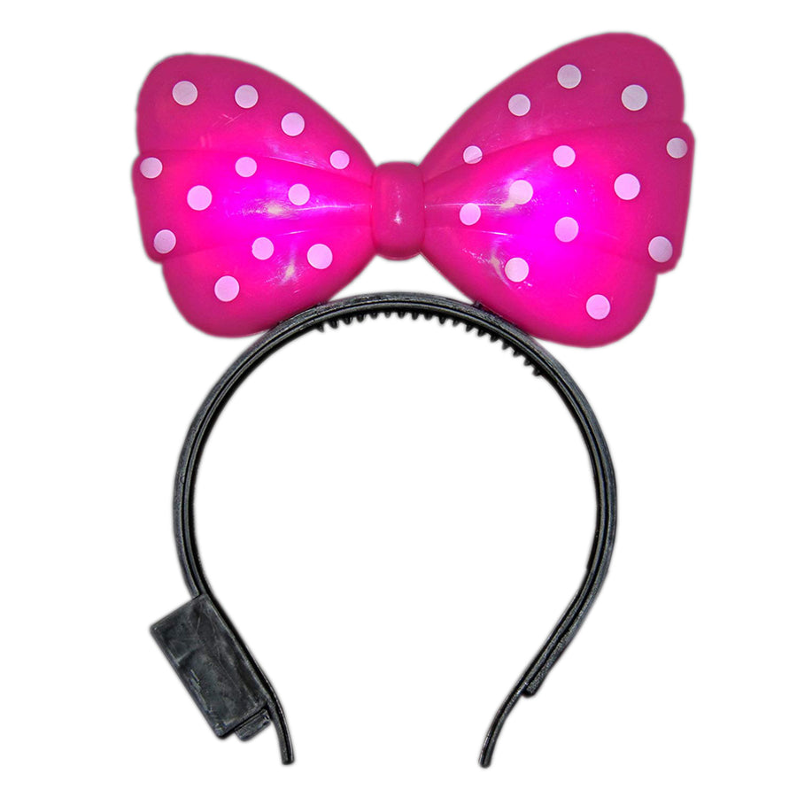 Light Up Hard Shell Bow Headband Pink