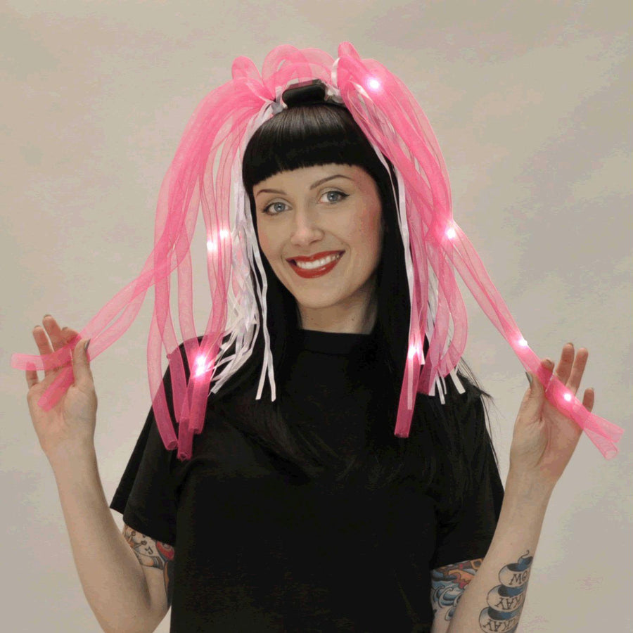 Pink LED Noodle Headband Flashing Dreads