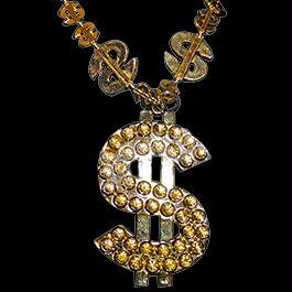 Dollar Sign Gold Bling Beads Pack of 12