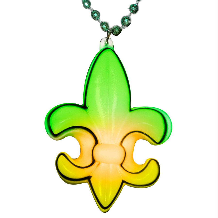 Fleur De Lis LED Charm on Mardi Gras Beads