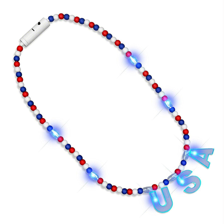 Acrylic USA Red White and Blue LED Necklace