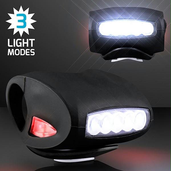 Black Bicycle Headlight with White and Red LEDs