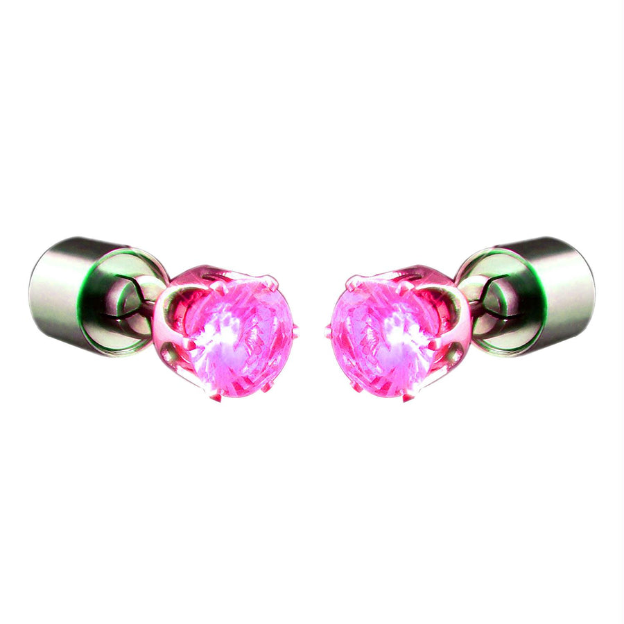 LED Faux Diamond Pierced Earrings Pink