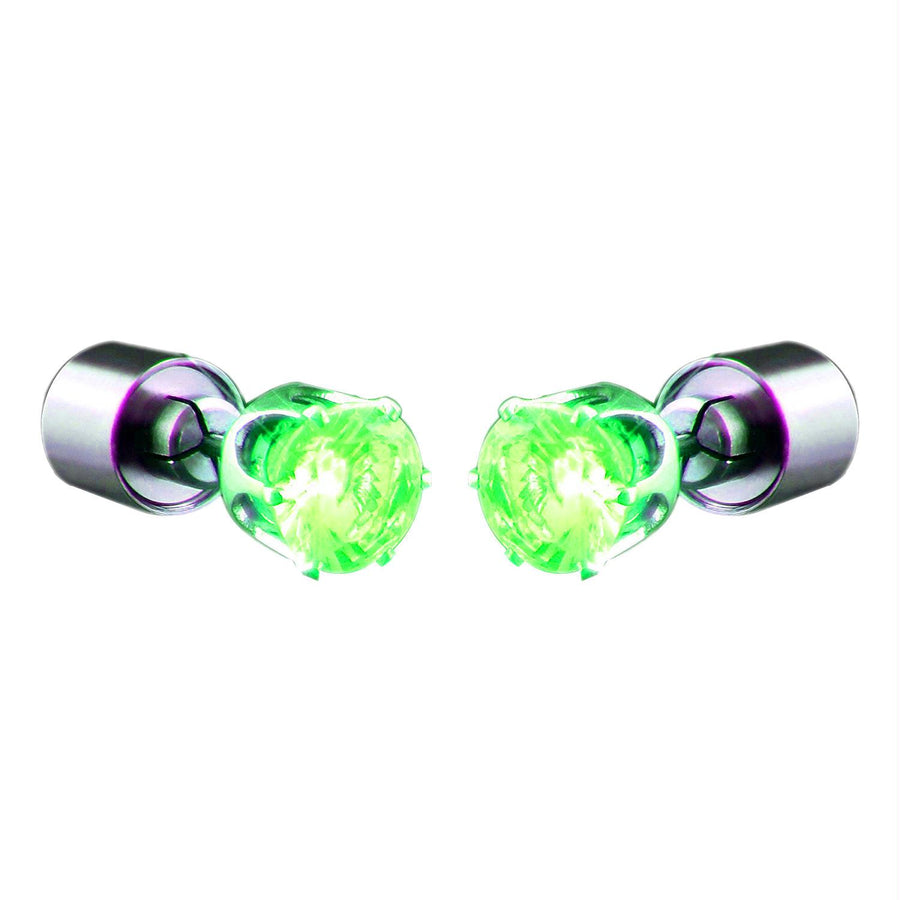 LED Faux Diamond Pierced Earrings Green