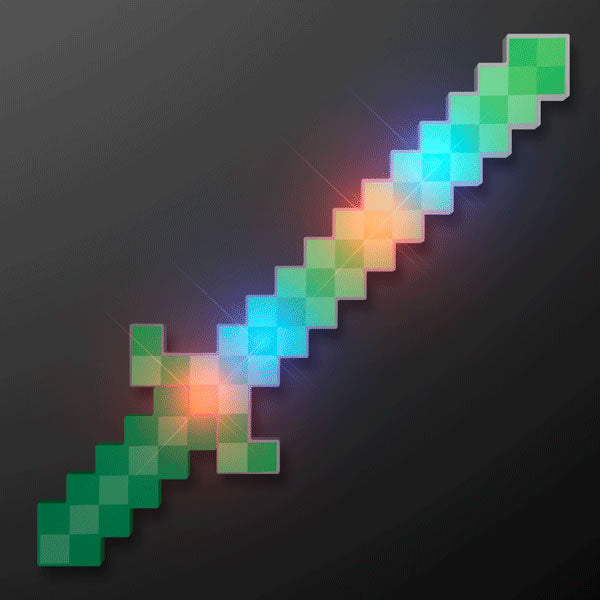 LED Pixelated Green Warrior Sword