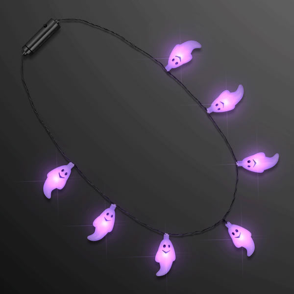 Halloween Purple and Green Ghosts String Lights Necklace Pack of 12