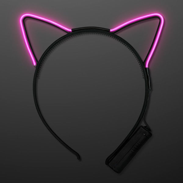 Electro Luminescent Cat Animal Ears Headband Pink