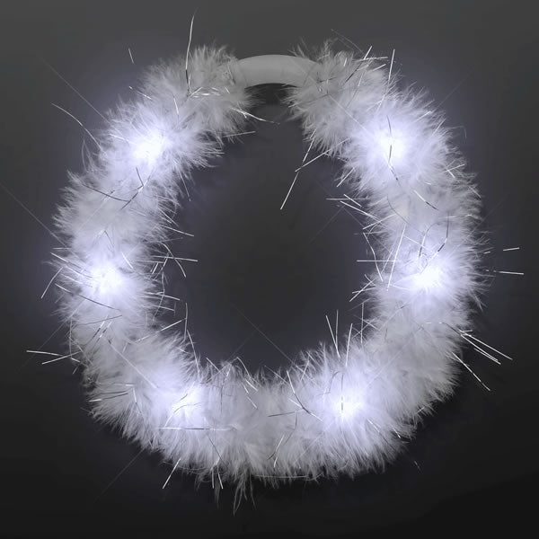 LED White Feather Angel Halo Crown Light Up Headband