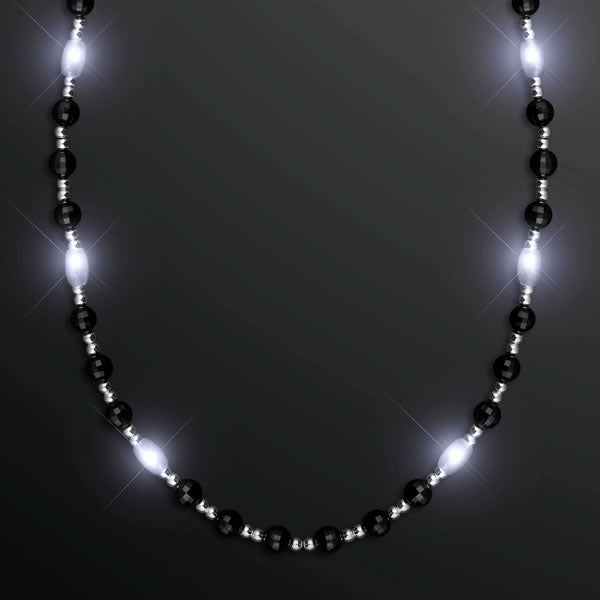 Classy LED Fancy Beads Black White and Silver Necklace