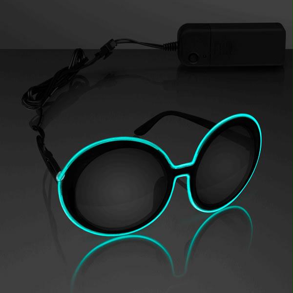 Electro Luminescent Classic Round Sunglasses Aqua