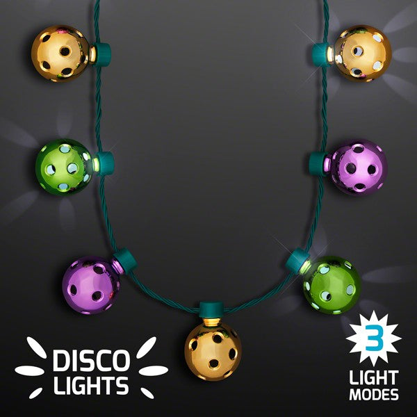 Mardi Gras LED Shine Through Party Disco Balls Necklace