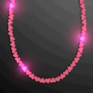 LED Pink Hearts Love Bead Necklace