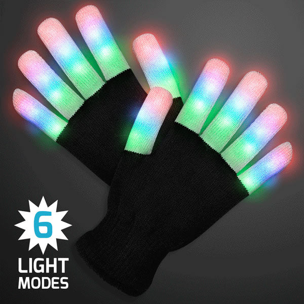 Multicolor Stripes LEDs Black Gloves