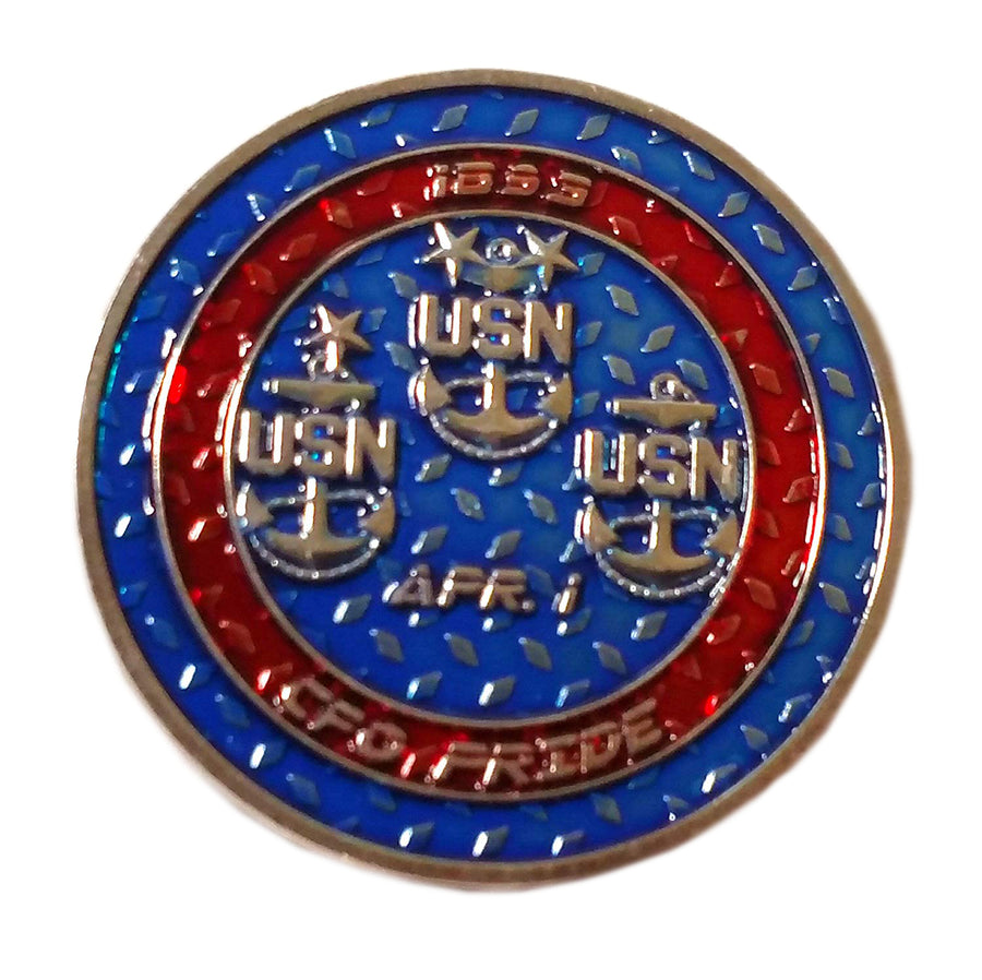 America's Shield  Ask the Chief USN Navy CFO PRIDE Red Blue Silver Coin