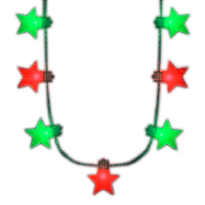 Christmas Stars Red Green LED String Lights Necklace