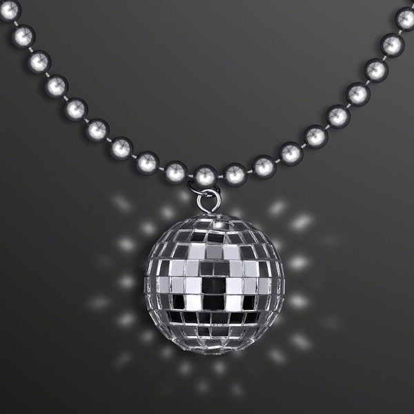 Disco Ball Charm Necklace On Silver Beads