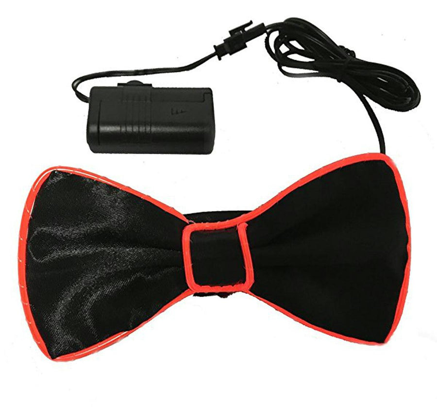 Flashing EL Wire Red Bow Tie for Men Night Rave Parties