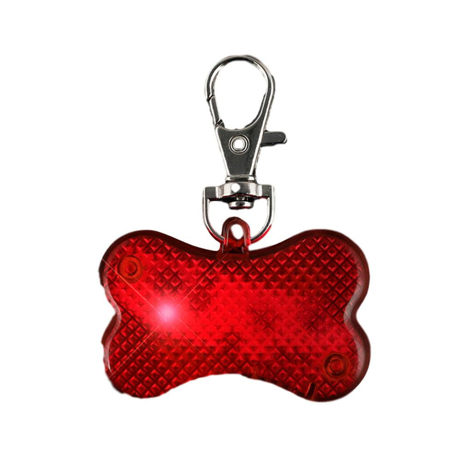 Red Flashing Dog Bone Body Name Tag Safety Light