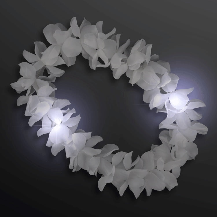 White Flashing Hawaiian Lei Necklace