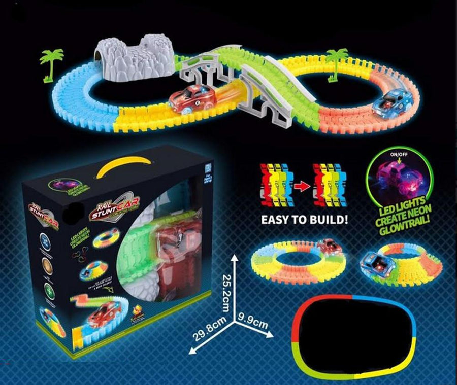 Glow In The Dark Racetrack with Two Multicolor LED Racecars