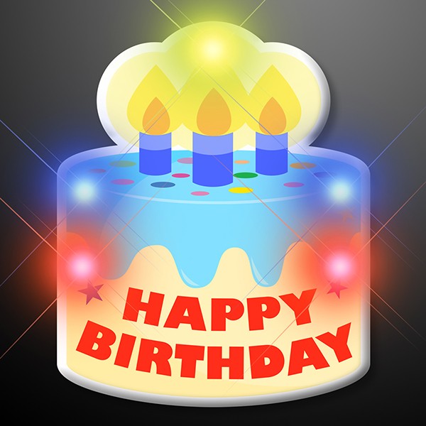 Blinking Light Up Happy Birthday Cake Body Light Pins