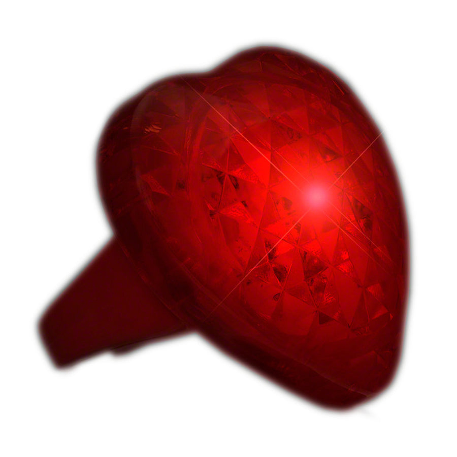 Huge Pulsing Red Heart Gem Light Up Ring