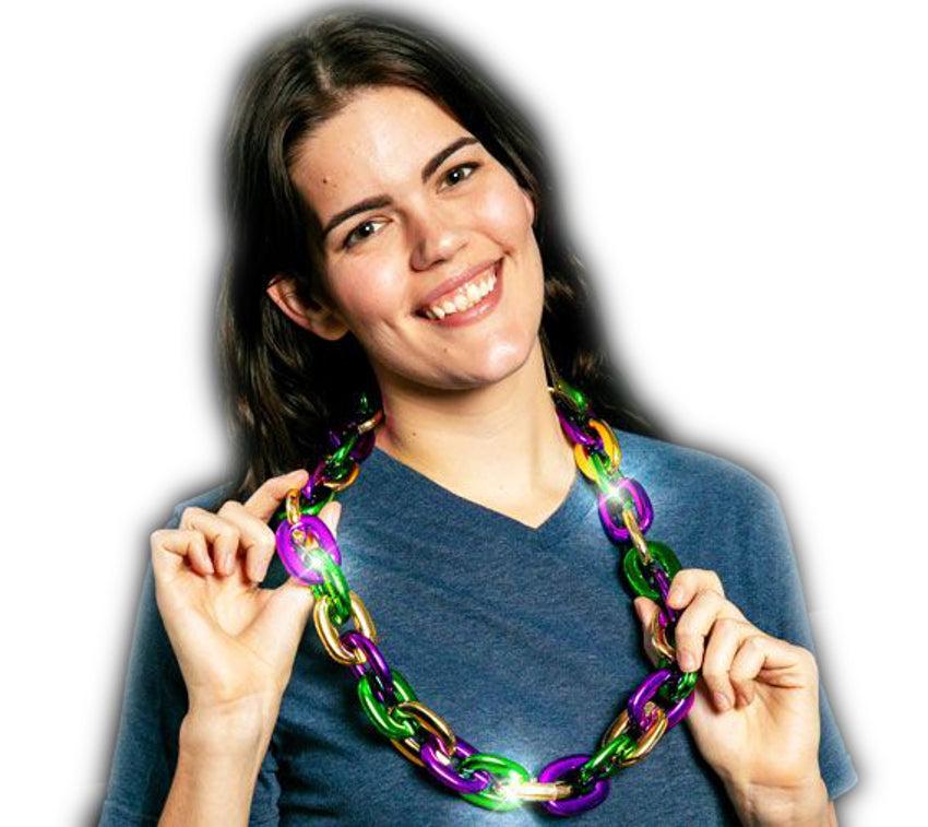 Light Up Mardi Gras Chain Necklace