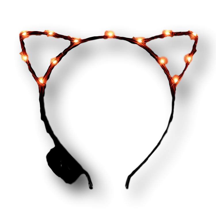 Orange LED Kitty Cat Ear Headband