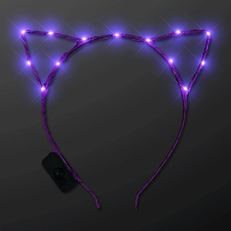 Purple LED Kitty Cat Ear Headband