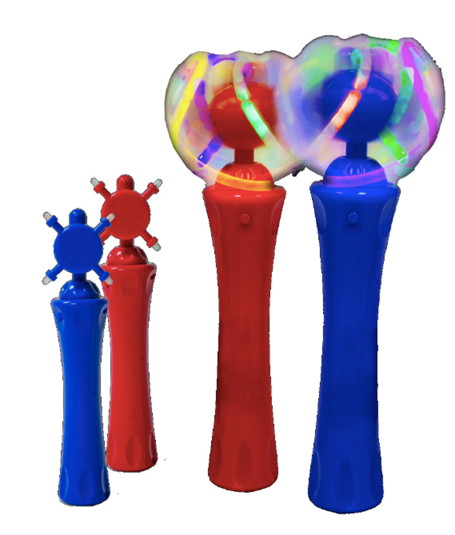 12 Packs Assorted Red and Blue Light Up Toy Orbiter Spinning Wands