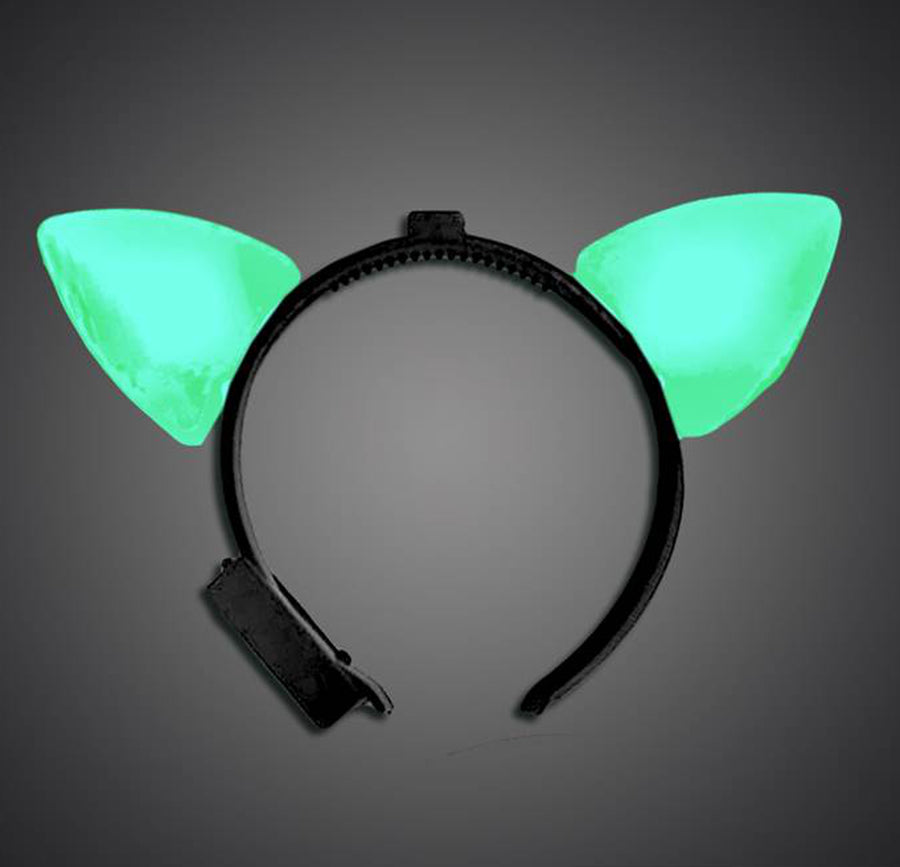 Light Up Green Cat Ears Headband