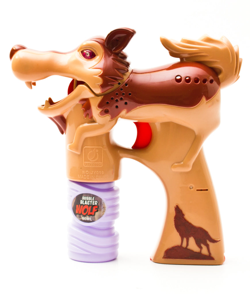 Light Up Wolf Bubble Blaster Gun Brown