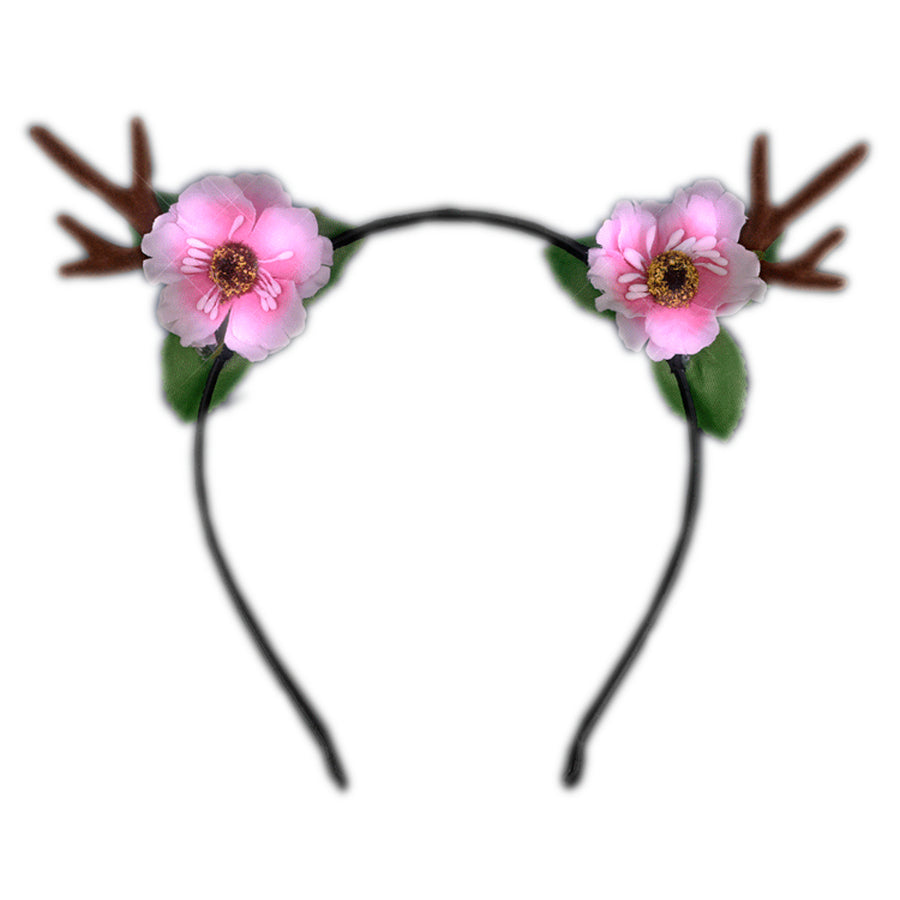 Light Up Flower Deer Lighted Antler Headband