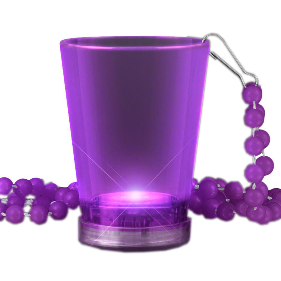 Light Up Purple Shot Glass on Purple Beaded Necklaces