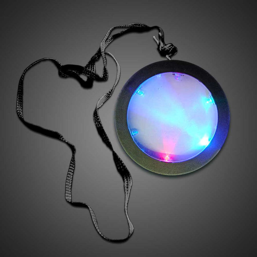 Multicolored Light Up Huge Disco Medallion Pendant Flashing Necklace for Parties