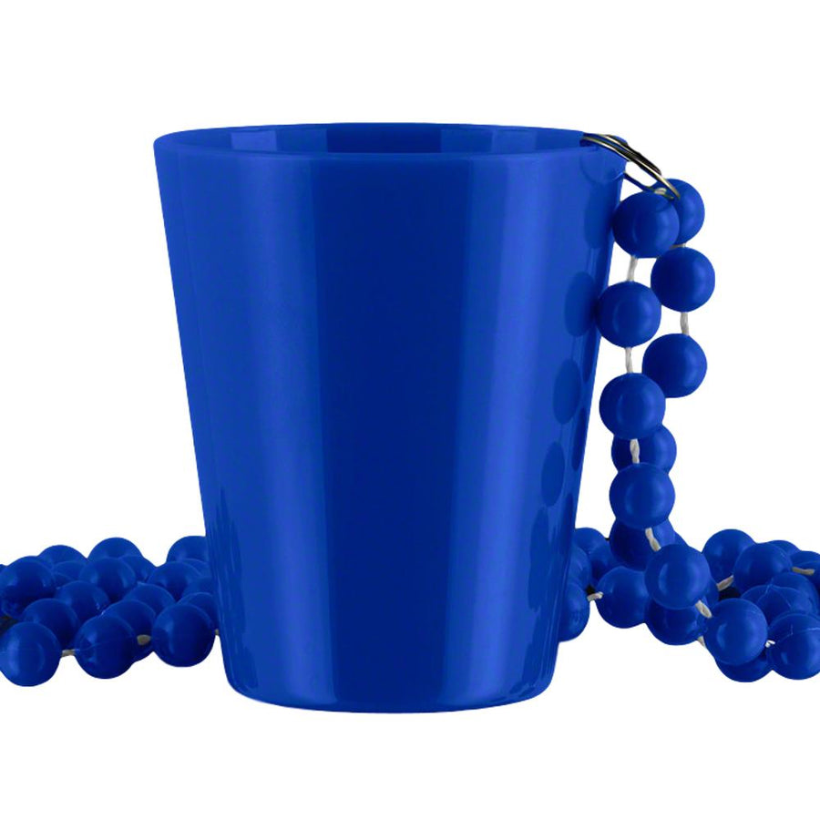 Non Light Up Blue Shot Glass on Blue Beaded Necklaces