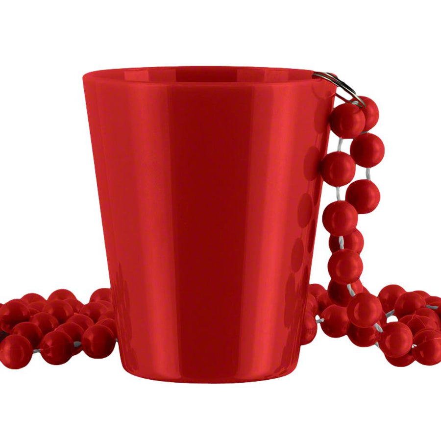 Non Light Up Red Shot Glass on Red Beaded Necklaces