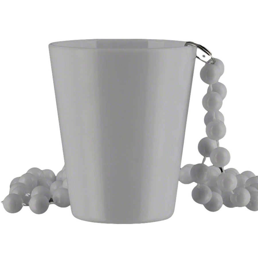 Non Light Up White Shot Glass on White Beaded Necklaces