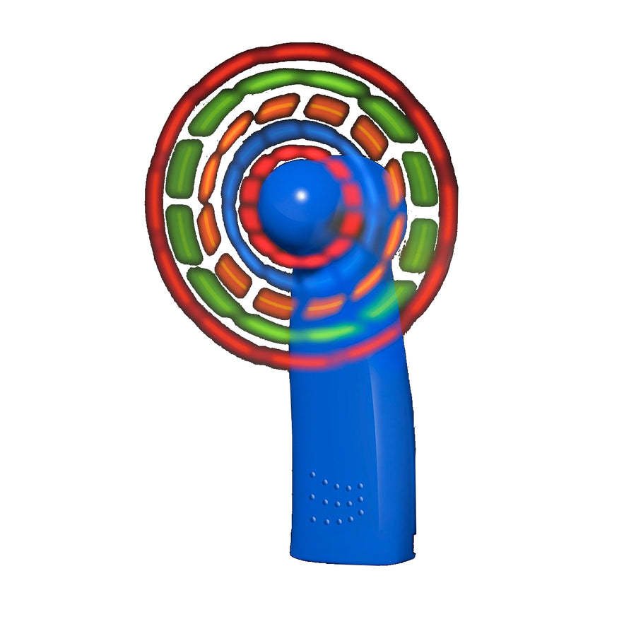 Portable Light Up Mini Cooling Fan with Blue Handle Battery Operated for Hot Weather