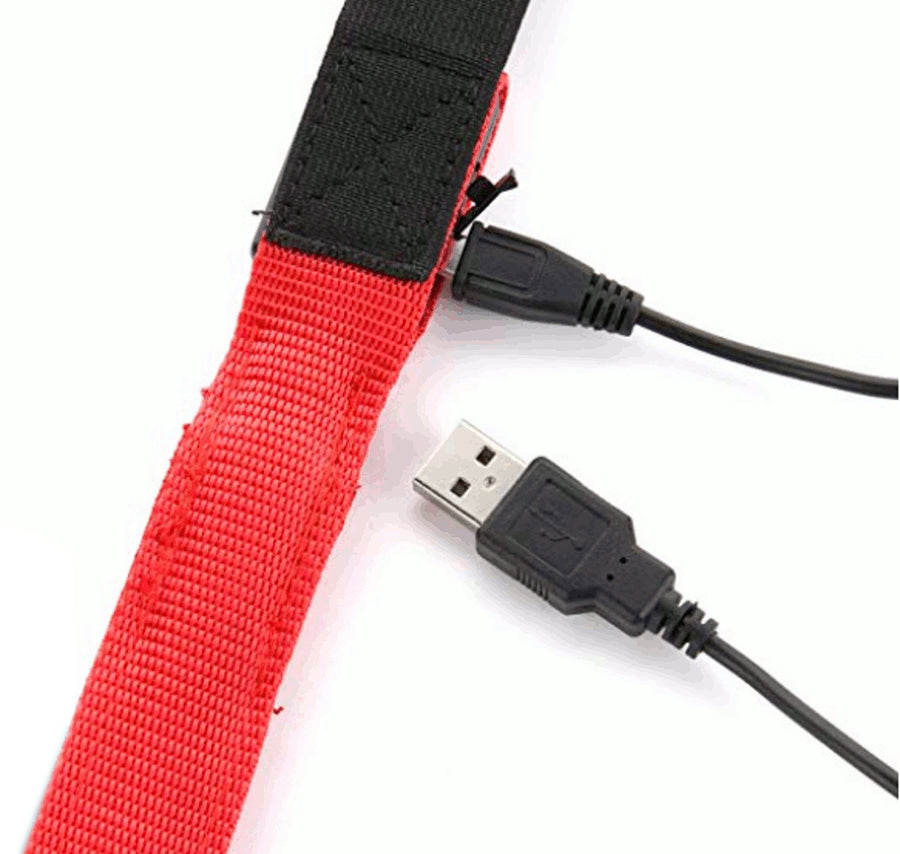 Rechargeable Red LED Suspenders USB