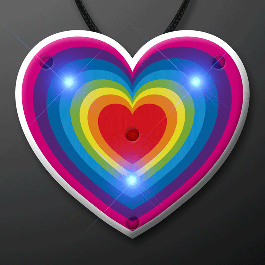 Flashing Retro Love Rainbow Heart Pendant Necklace