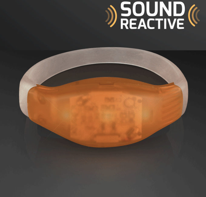 Sound Reactive Orange LED Party Bracelet Wristbands for Concerts