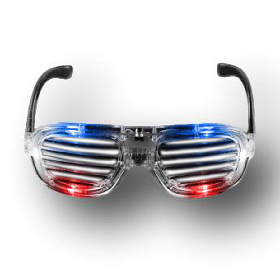 Red White Blue LED Slotted Rock Star Shutter Sunglasses Pack of 6