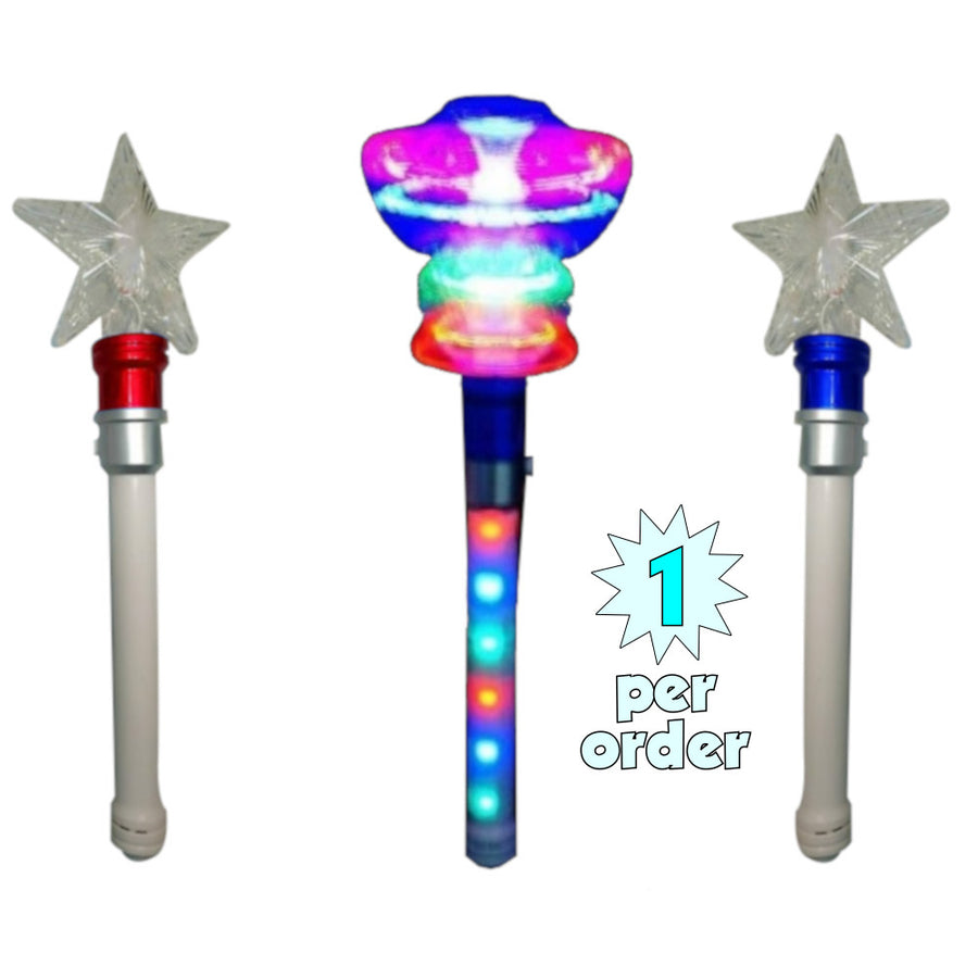 Spinning USA Star Wand with Red White and Blue Light Up Handle