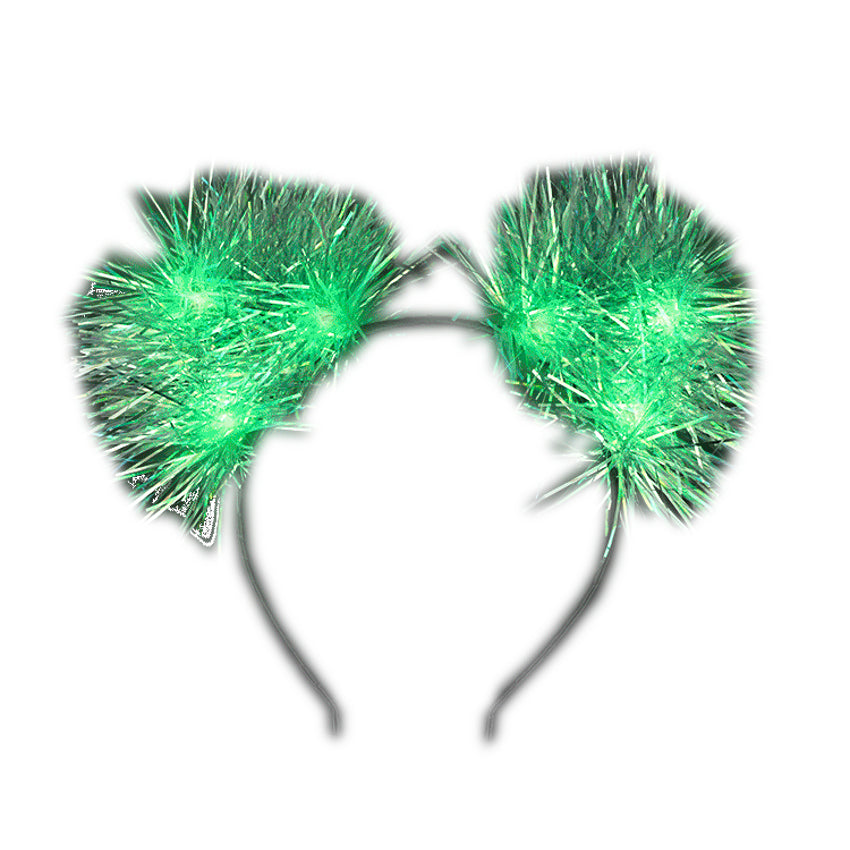 Light Up Tinsel Fluffy Cat Ears Headband