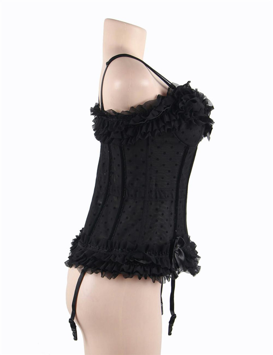 Black cute bow lace Corset