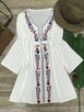 White Embroidered Kimono Long Sleeve Beach Dress